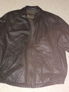 Columbia Men's Dark Brown Leather Bomber Jacket